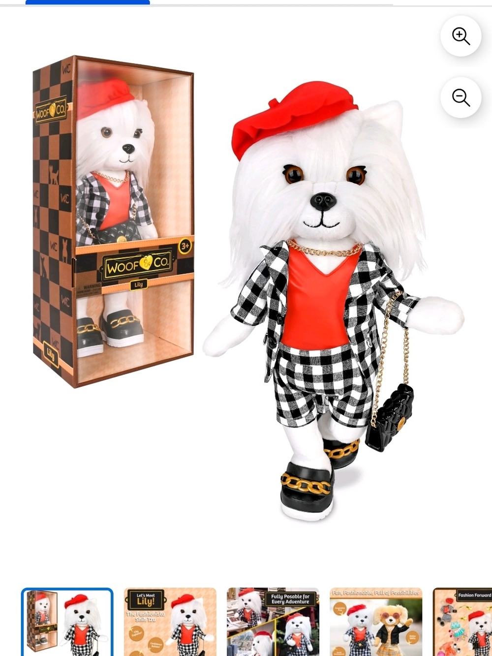 Lily Plush Fashion Dog Toy - White & Red